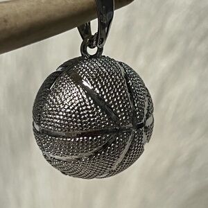 Silver  Tone Basketball Pendant